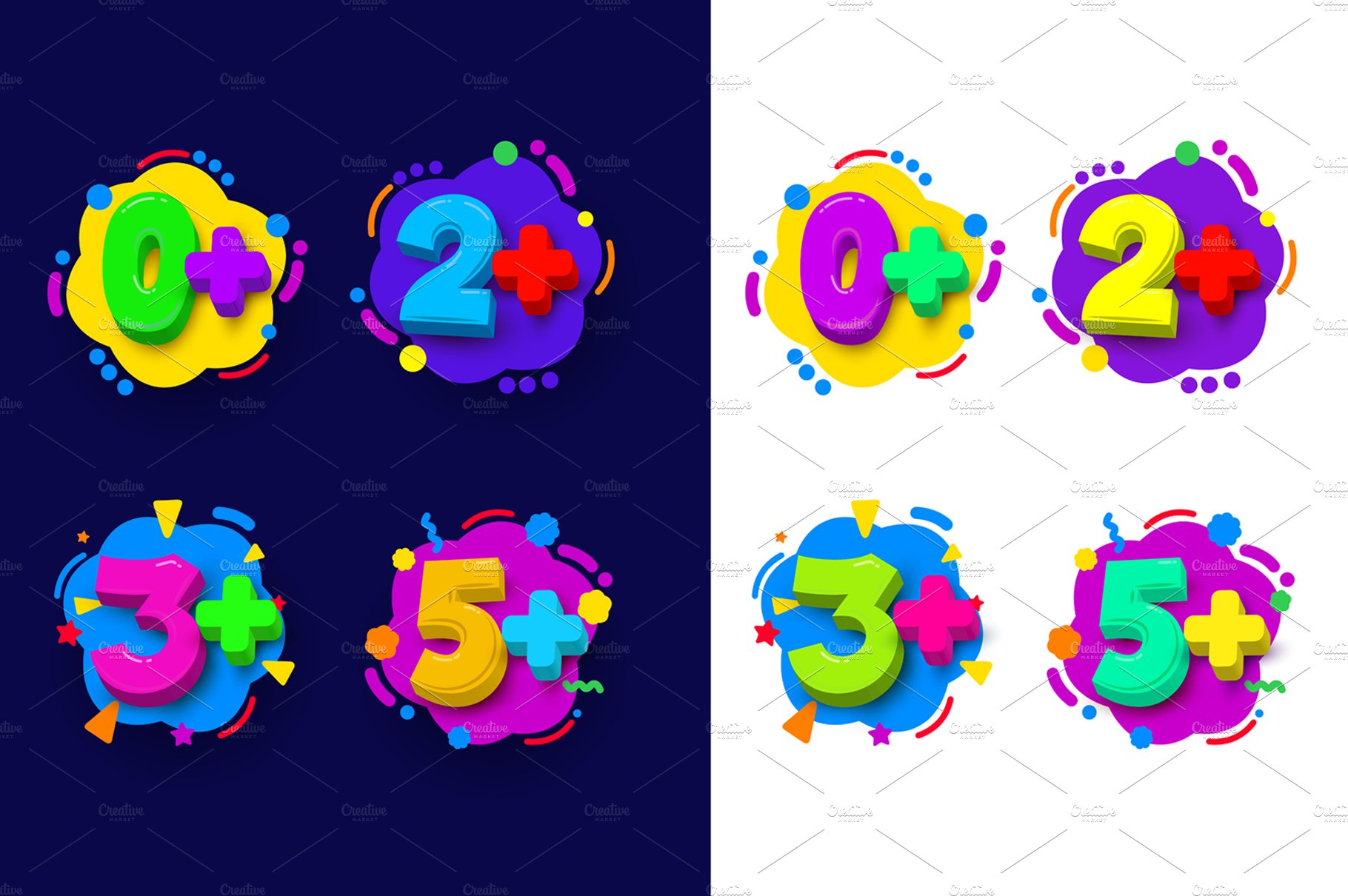 Colored cartoon numbers. preview image.