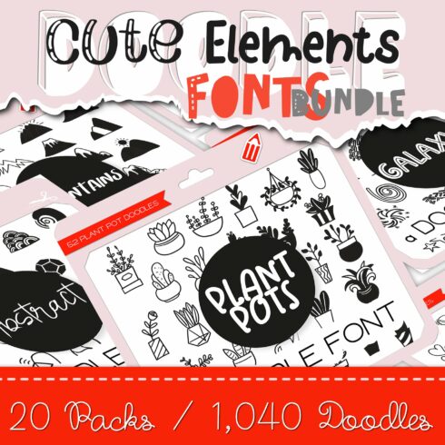 Cute Element Fonts Bundle cover image.