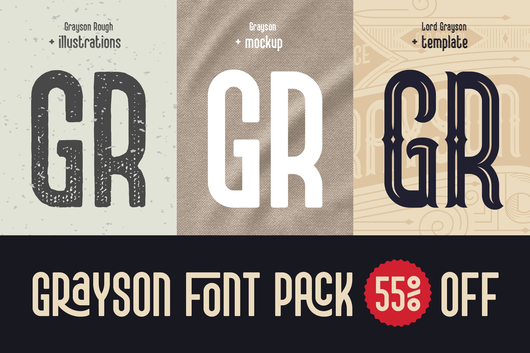 Grayson Font Pack. 55% OFF! cover image.