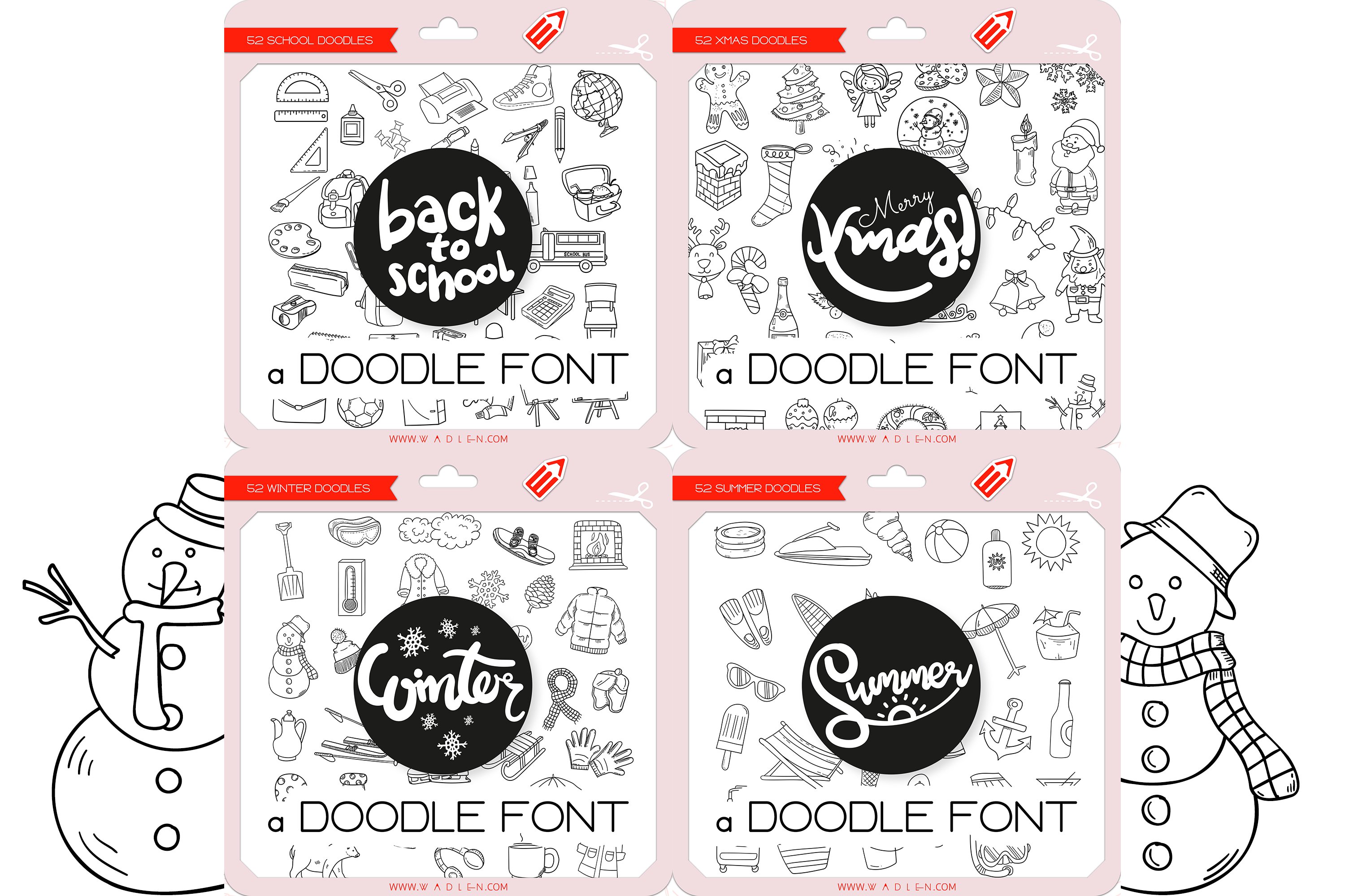 The Doodle Fonts Bundle preview image.