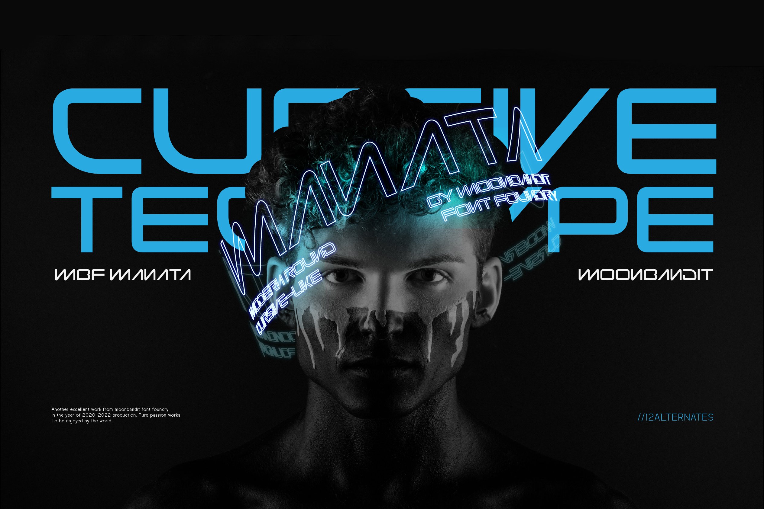 Manata-futuristic semi-cursive tech cover image.