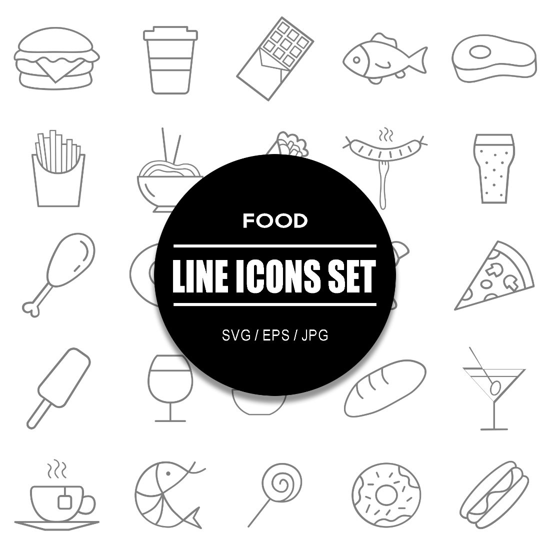 Food Line Icon Set cover image.