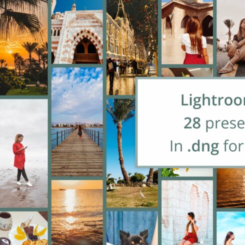 28 Presets for the lightroomcover image.