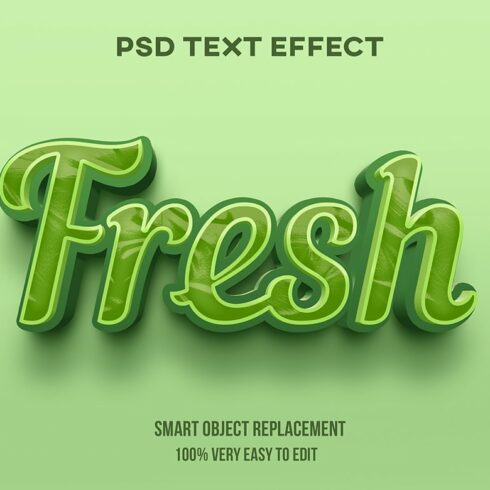 Fresh 3D Editable Text Effect Psdcover image.