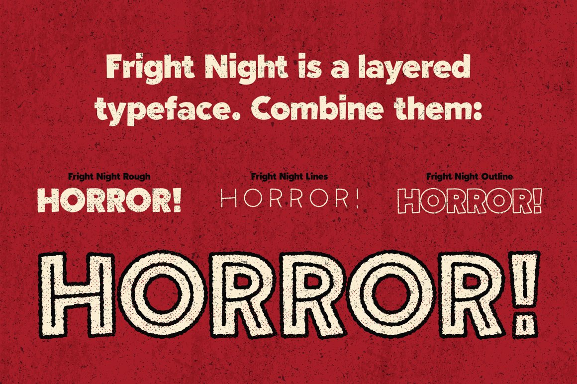 Fright Night! A vintage horror font preview image.