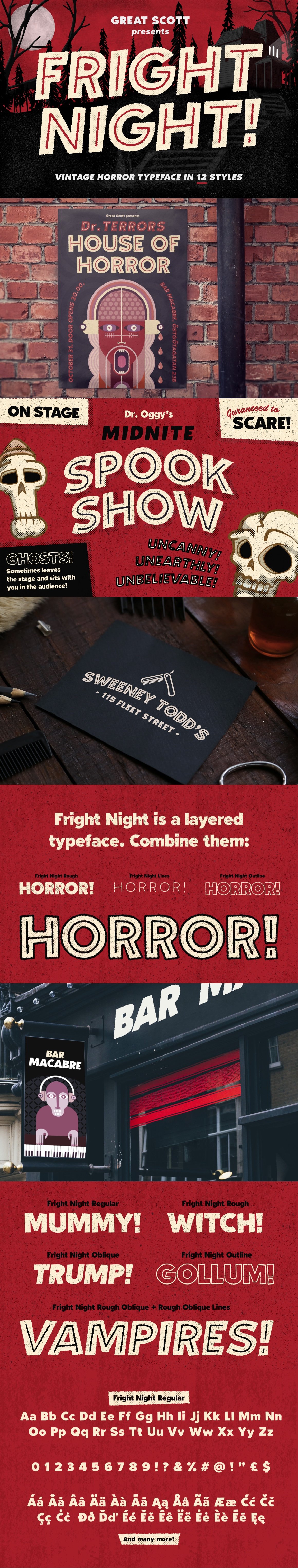 Fright Night! A vintage horror font cover image.