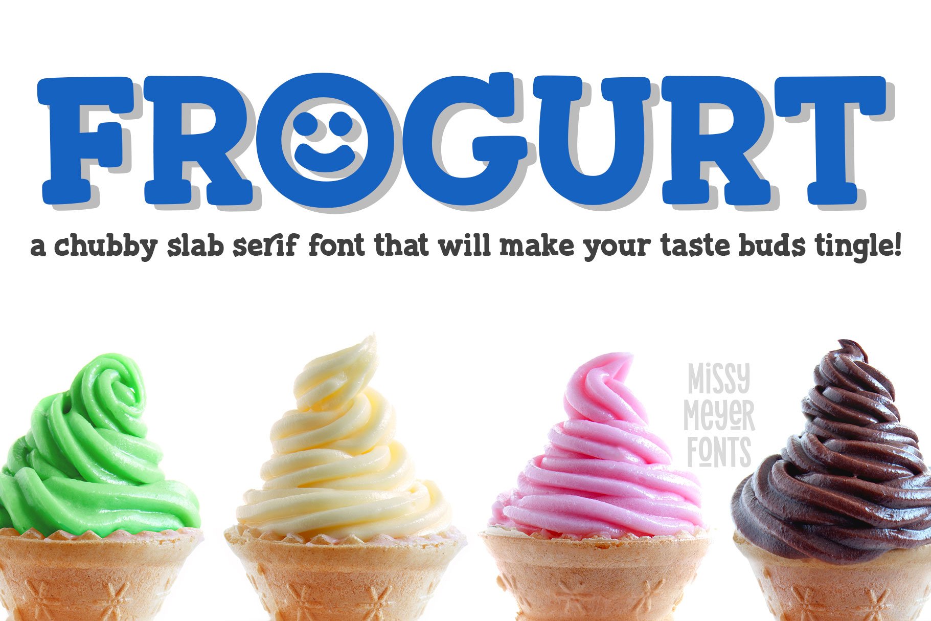 Frogurt: a fat fun slab serif font! cover image.