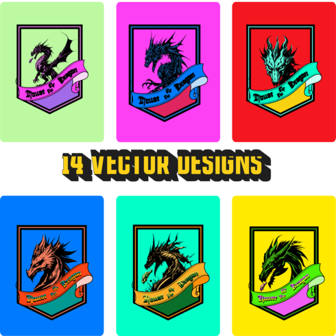 Pack of 14 different Designs of Dragons from House of the Dragon cover image.