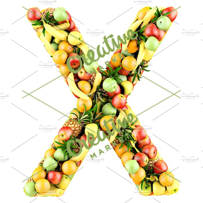 letters and numbers made from fruits preview image.