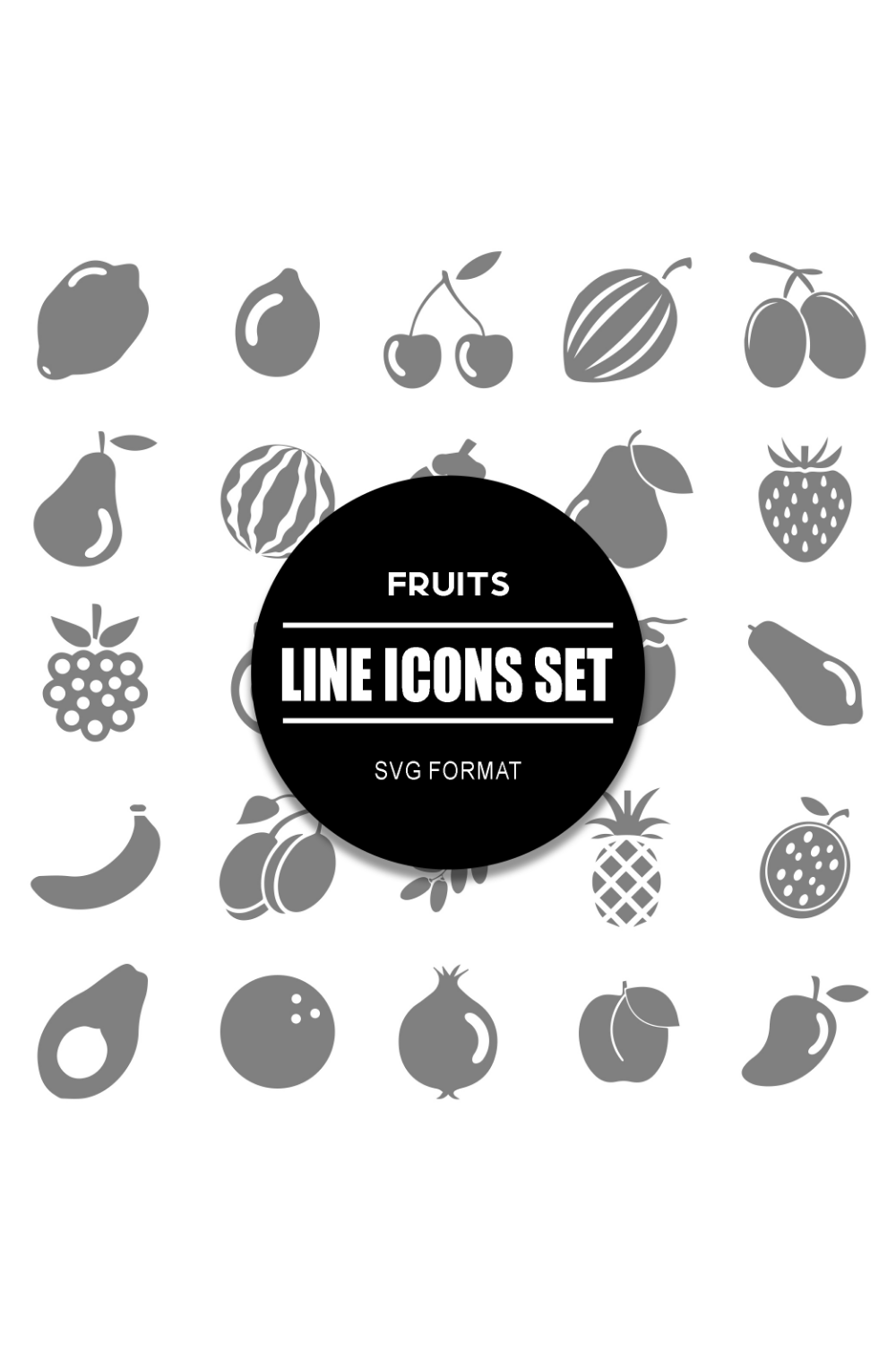 Fruits Icon Set pinterest preview image.