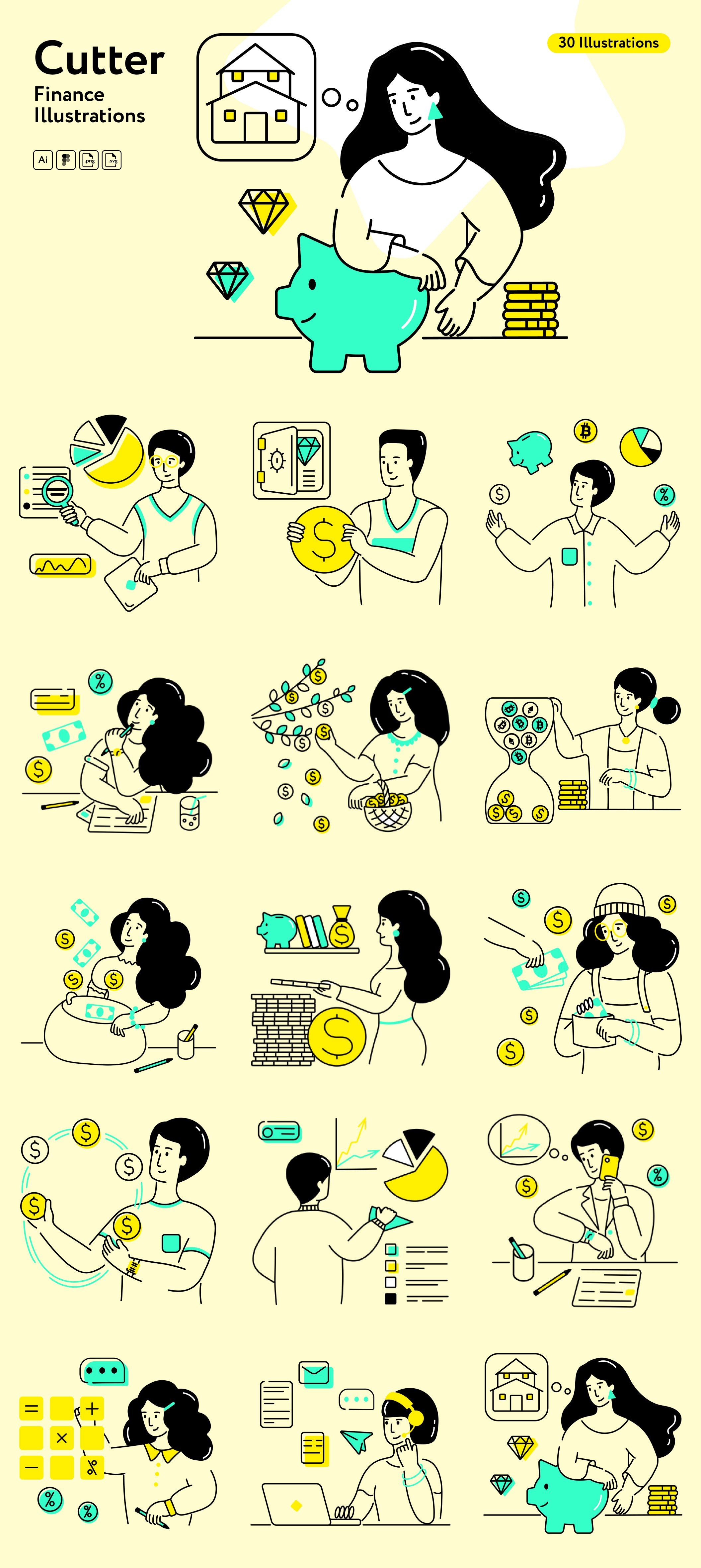 A series of illustrations depicting different types of people.