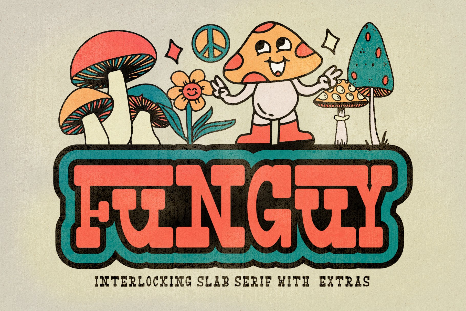 Funguy - Interlocked Slab Serif Font cover image.
