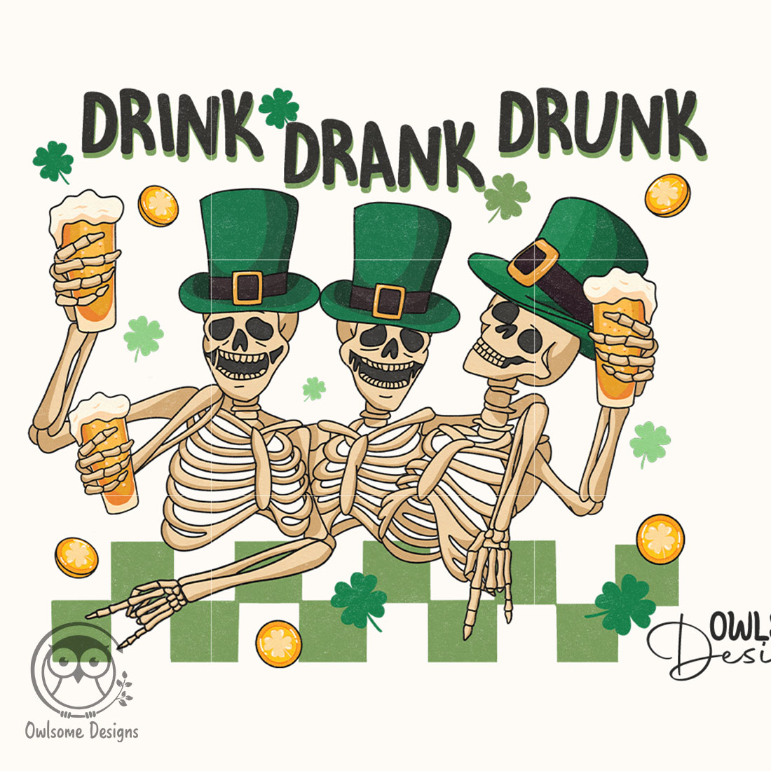 Funny Skeleton Patricks Day PNG cover image.