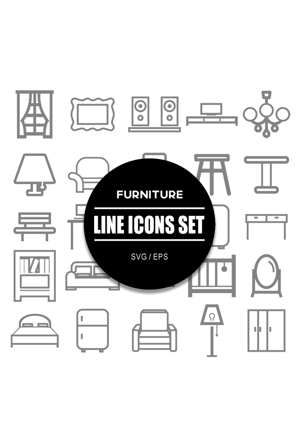 Furniture Icon Set pinterest preview image.