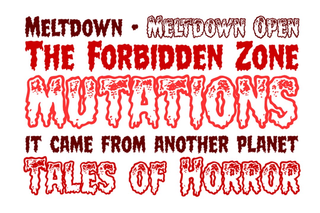 Meltdown - drippy horror comic font preview image.