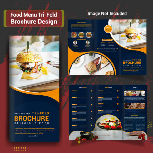 Tri-Fold Restaurant Food Brochure Template Design cover image.