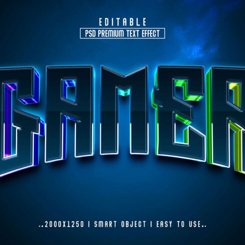 Gamer 3D Editable Text Effect stylecover image.