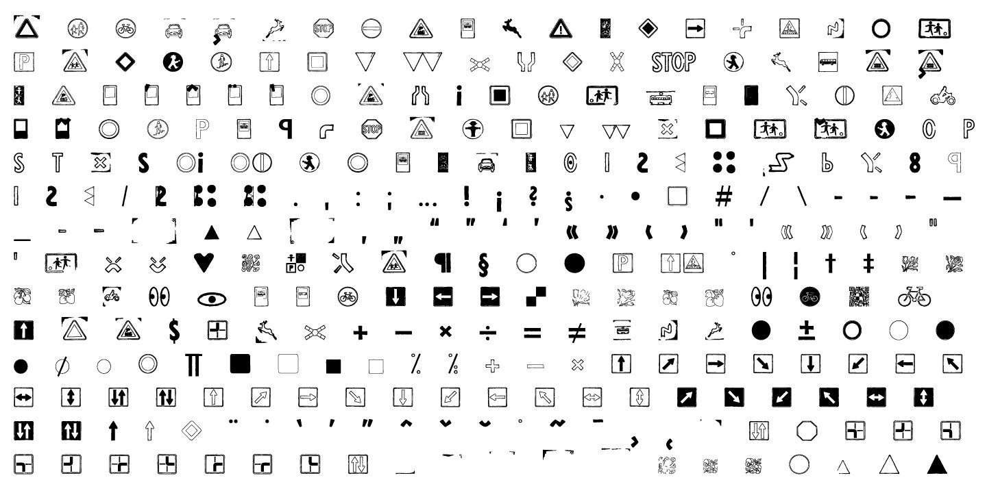 gdr traffic symbols 5 font sample 682