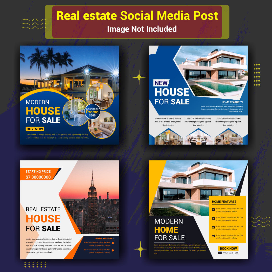 Real estate house social media post And Web banner template Design preview image.