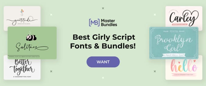 Banner for girly fonts with discount.