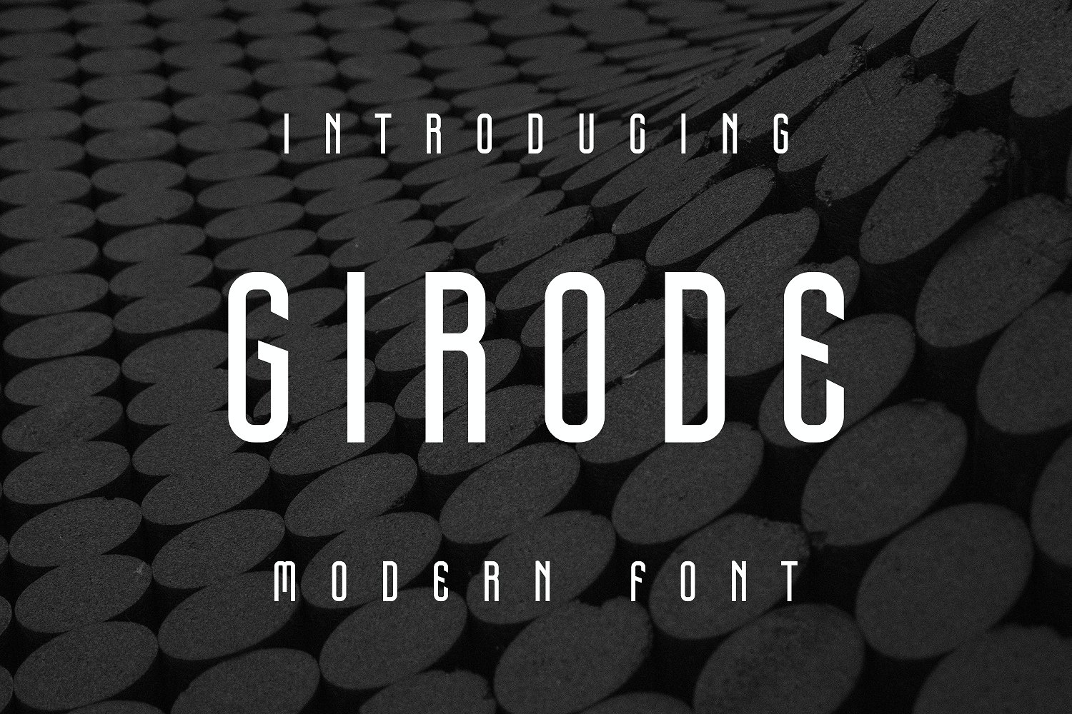 A black and white typeface with circles on it.