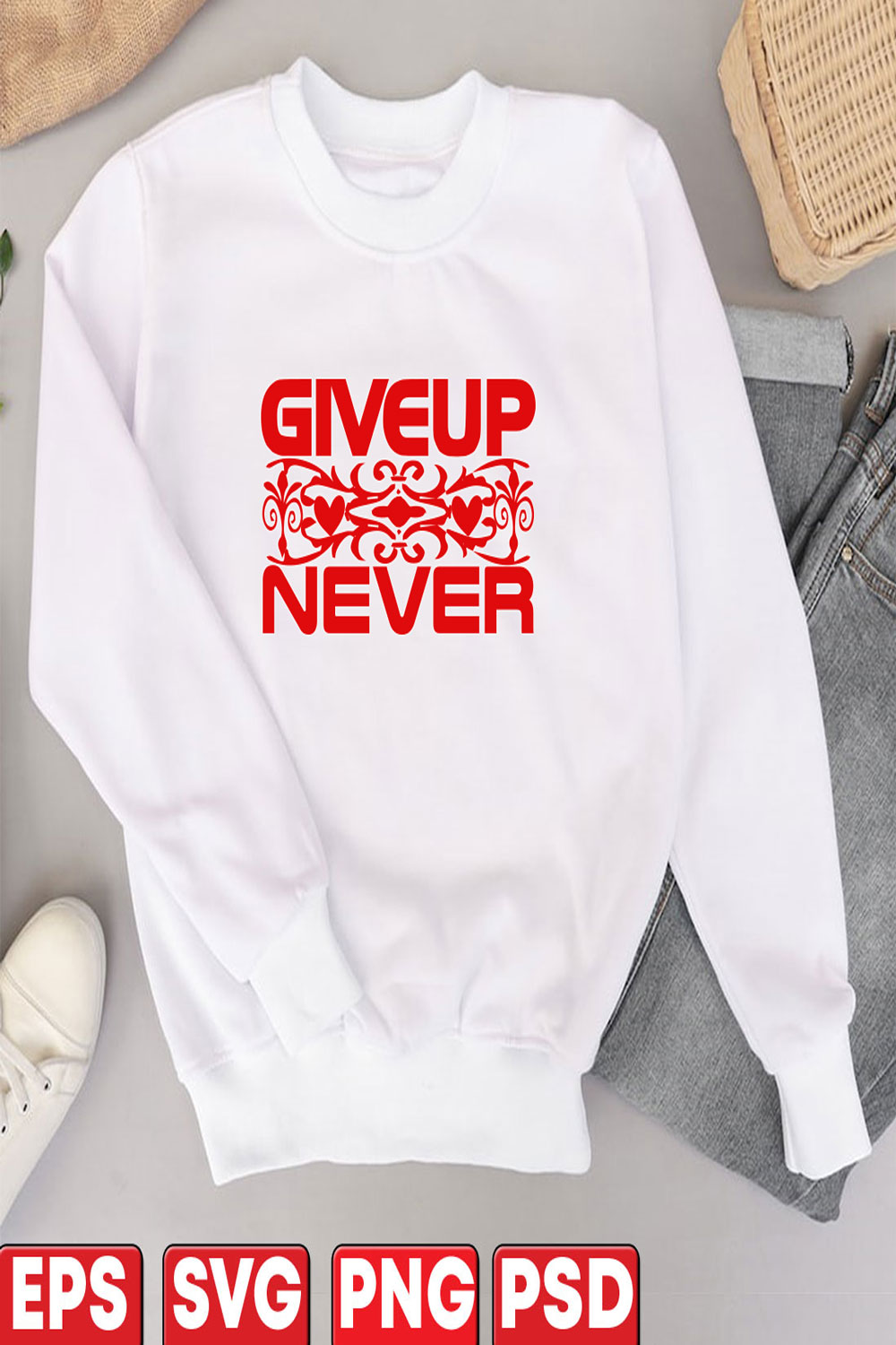 Give Up Never pinterest preview image.