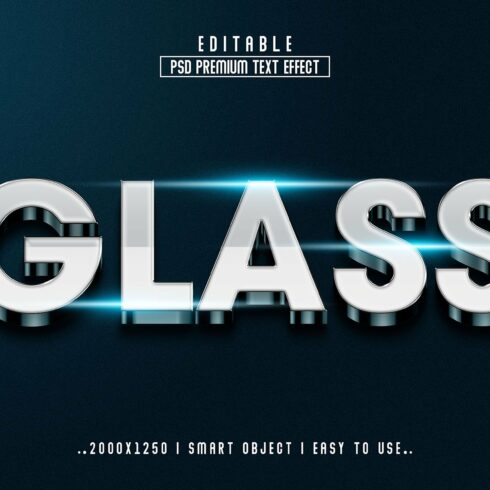 Glass 3D Editable Text Effect stylecover image.