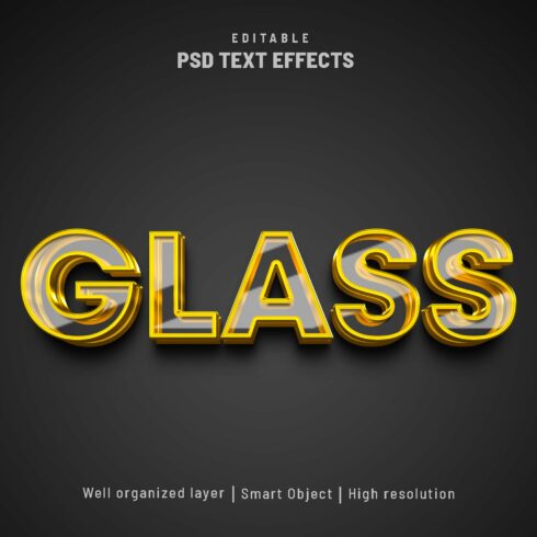 Glass gold editable text effect PSDcover image.