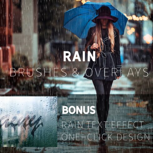 Rain Effect TEXT & Overlays & Brushcover image.