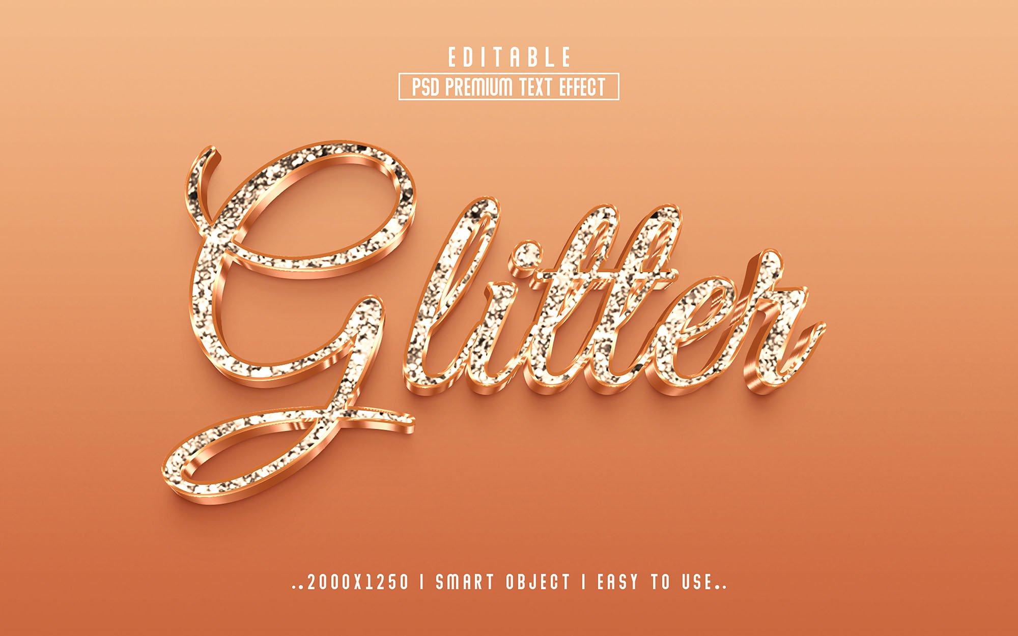 Glitter 3D Editable psd Text Effectcover image.