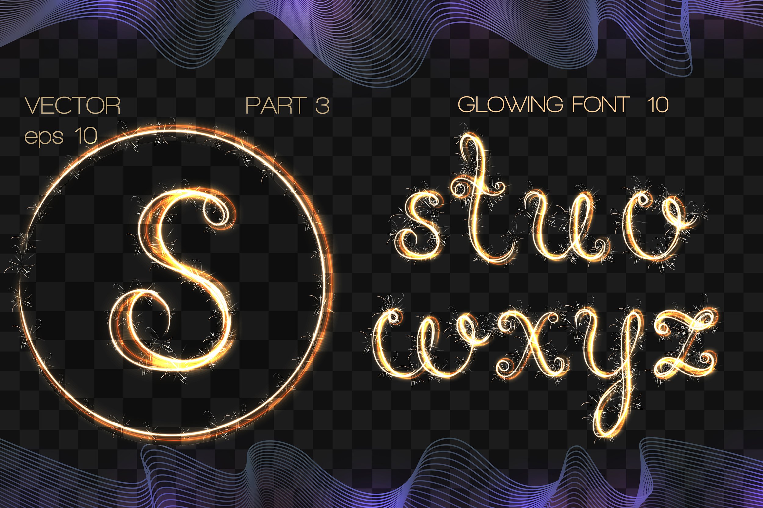 glowing font 10 golden sparkle 3 part 567