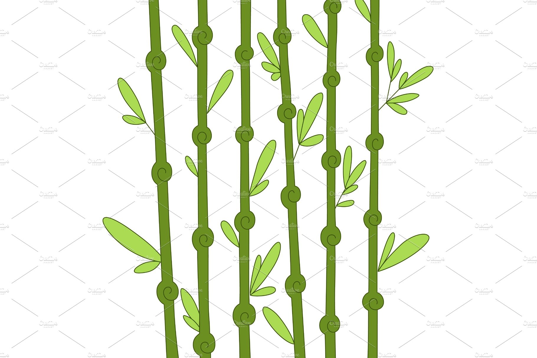 Drawing of a bamboo plant on a white background.