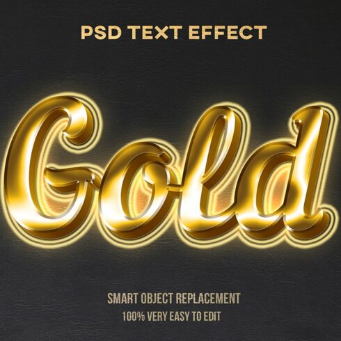 Gold 3D Editabel Text Effect Psdcover image.