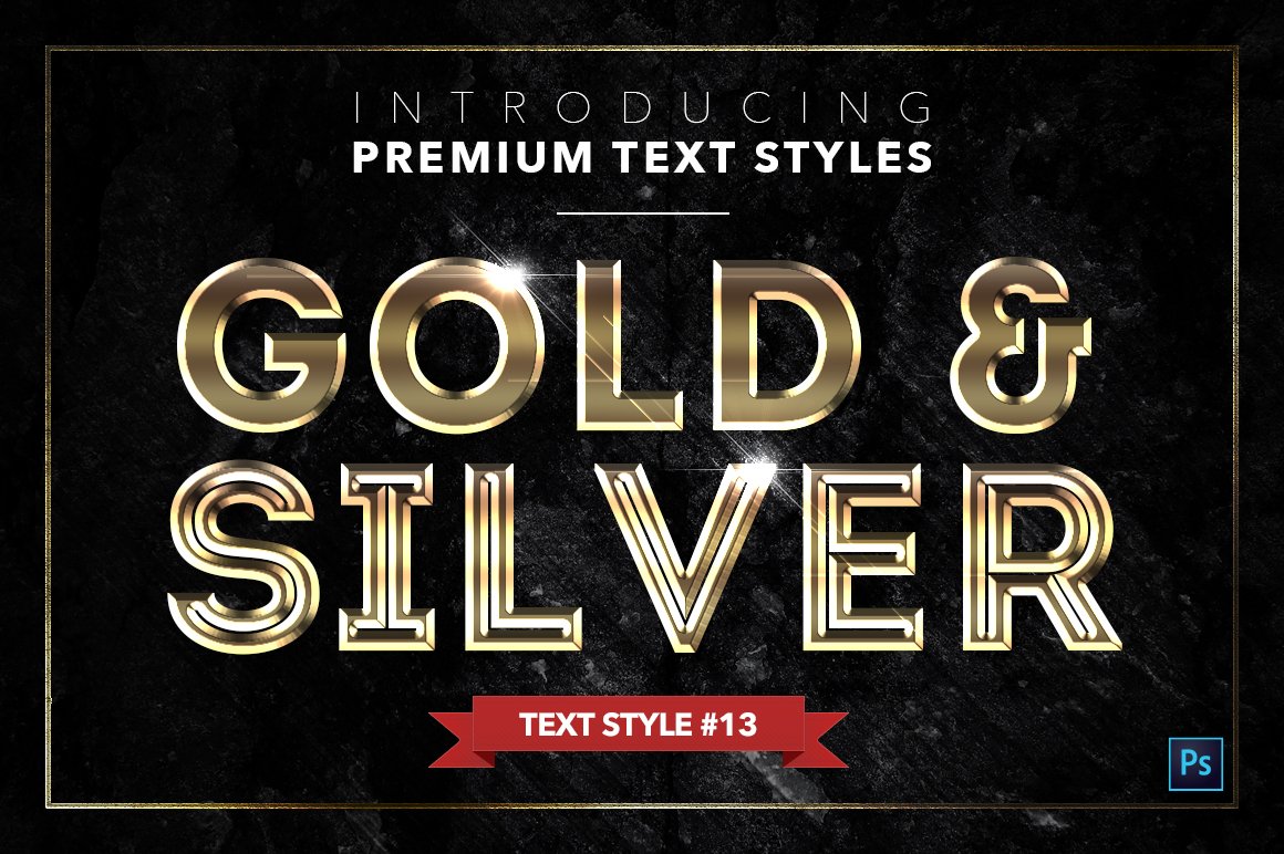 gold and silver text styles pack six example13 644