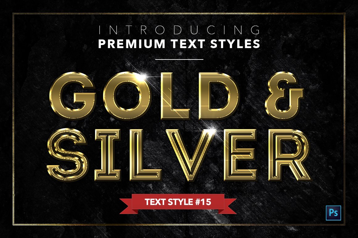 gold and silver text styles pack six example15 818