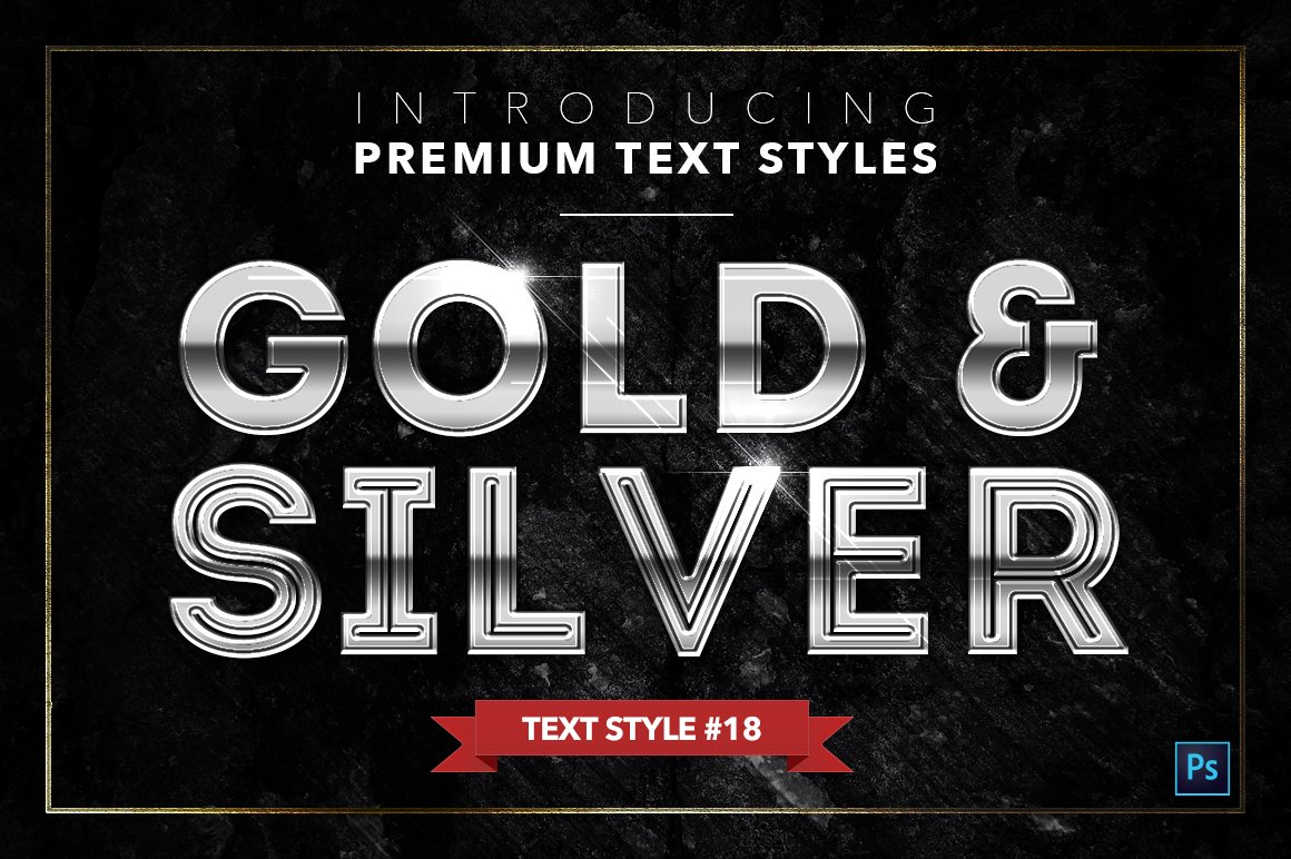 gold and silver text styles pack six example18 903