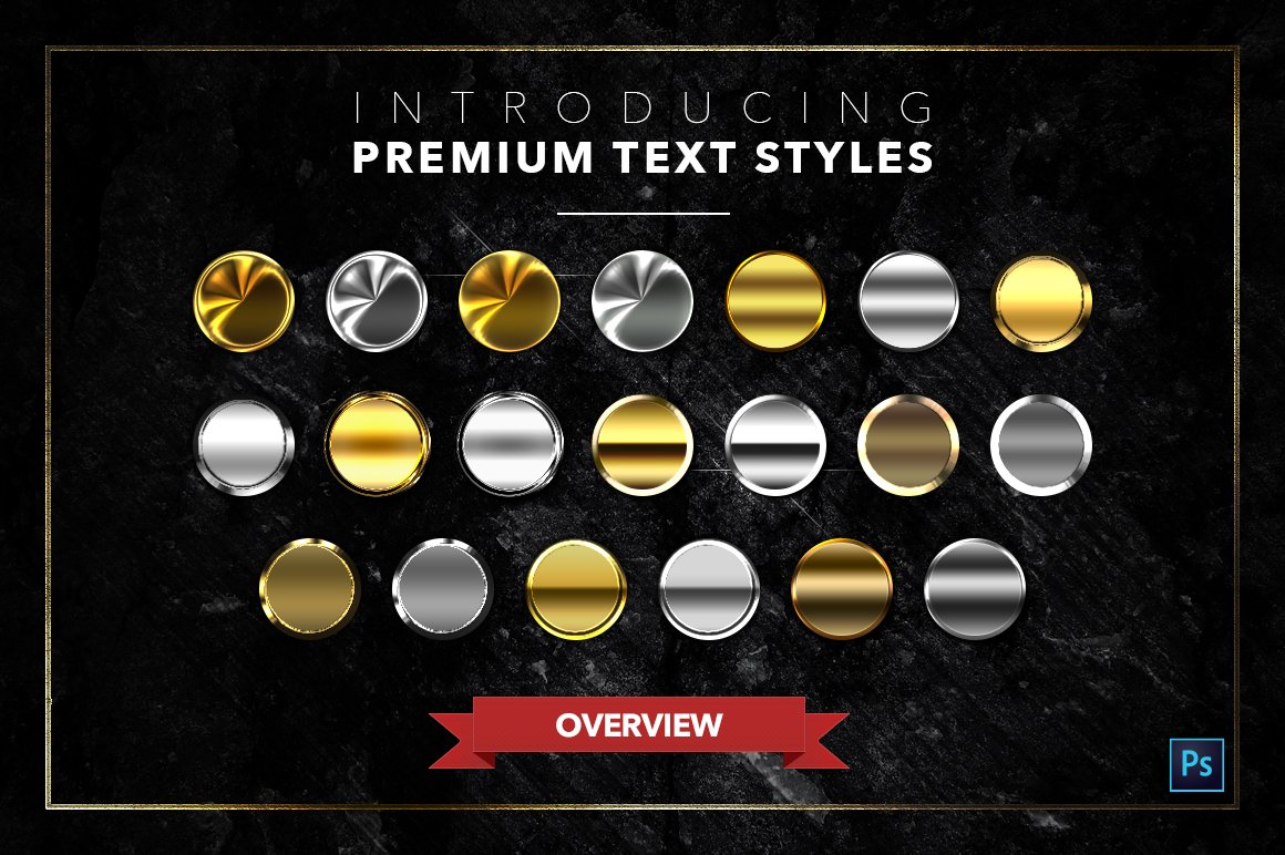 gold and silver text styles pack six overview 558