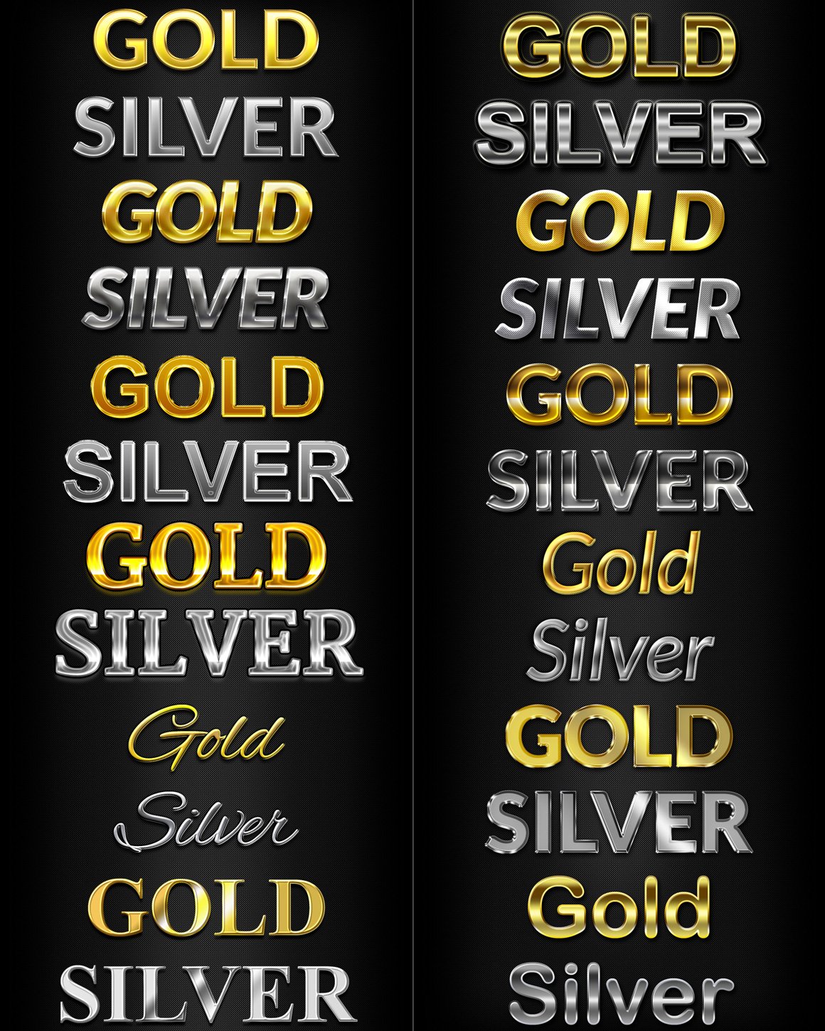 50 Gold & Silver Text Stylespreview image.