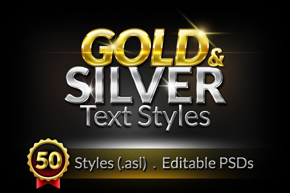 50 Gold & Silver Text Stylescover image.