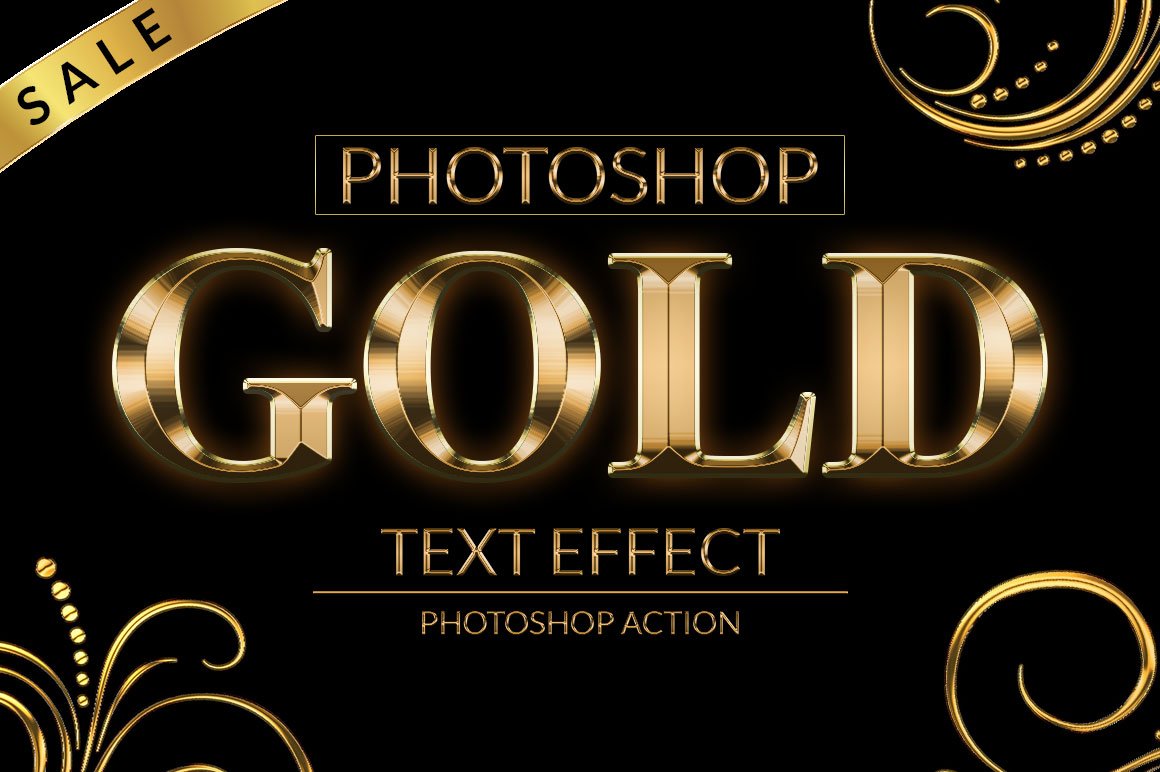 Gold Text Effect Photoshop Actioncover image.