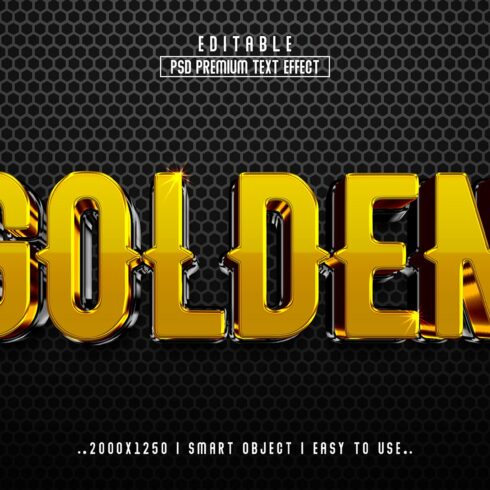 Golden 3D Editable Text Effect stylecover image.