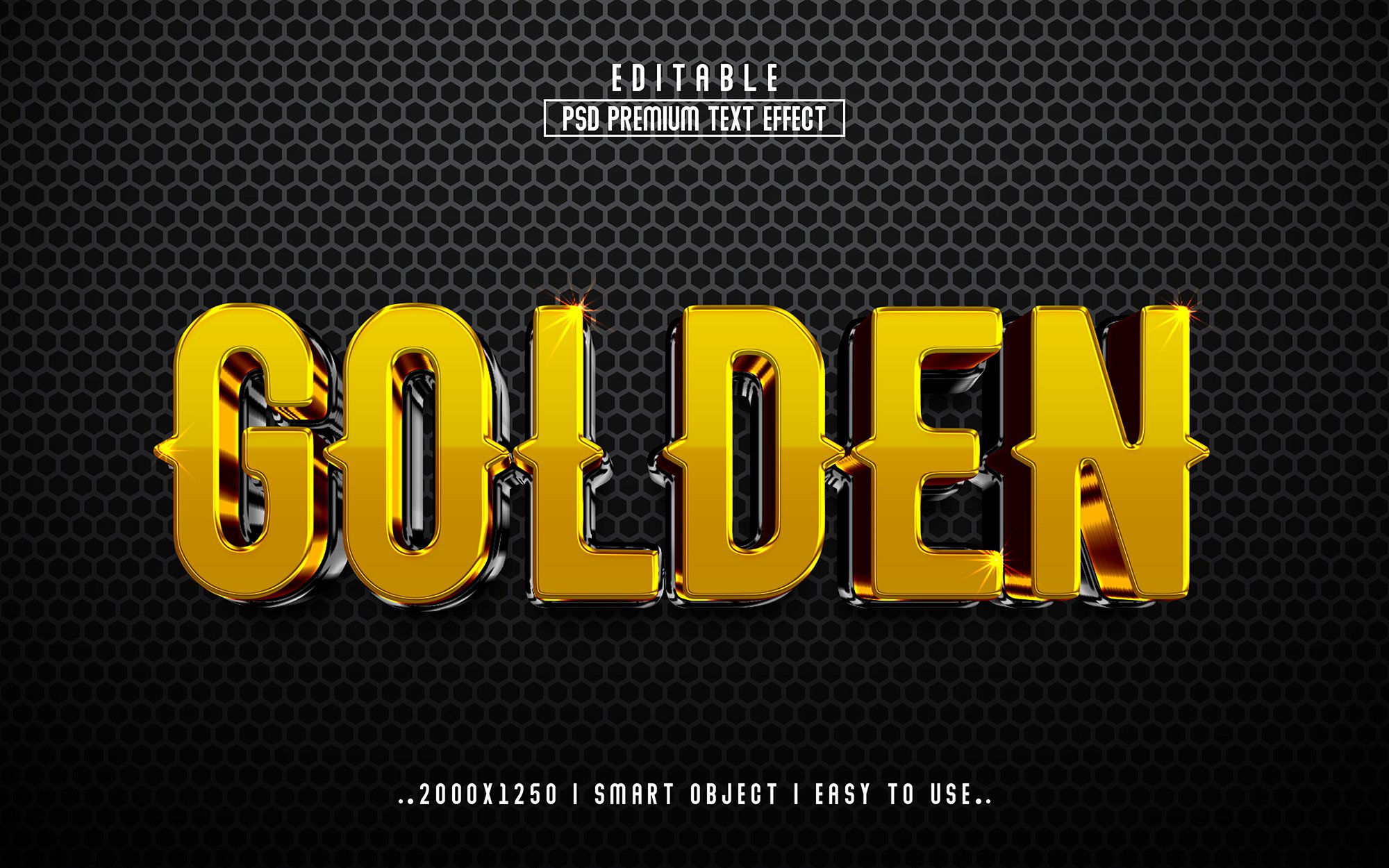 Golden 3D Editable Text Effect stylecover image.