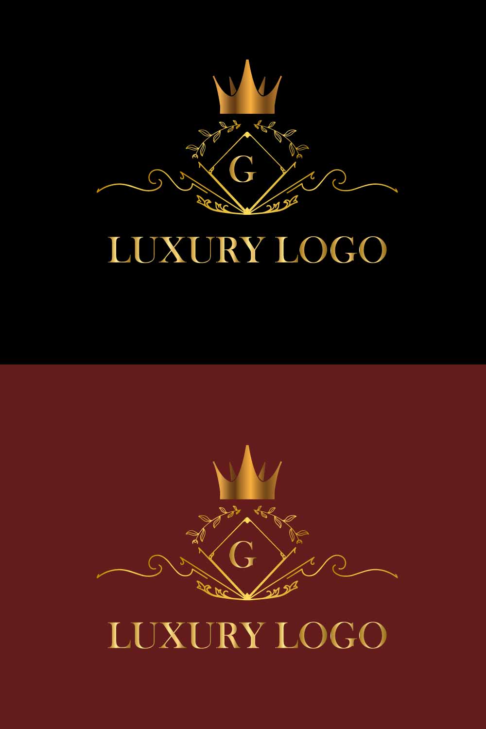 Attractive Luxury Golden Logo Design pinterest preview image.