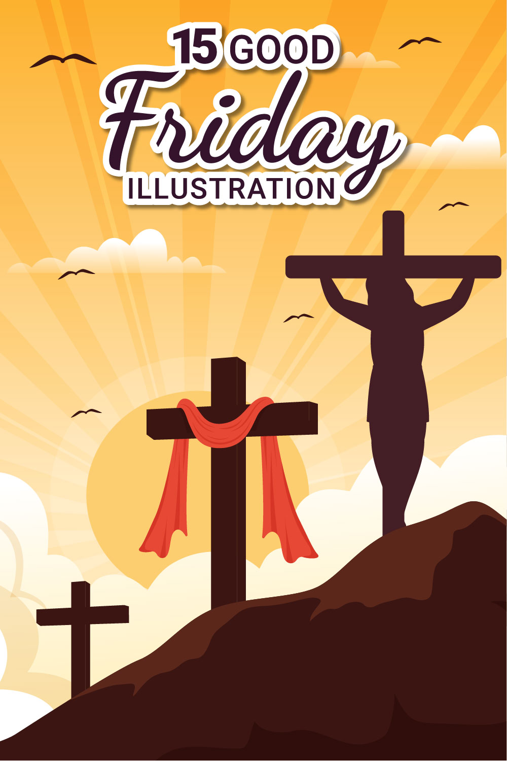 15 Happy Good Friday Illustration pinterest preview image.