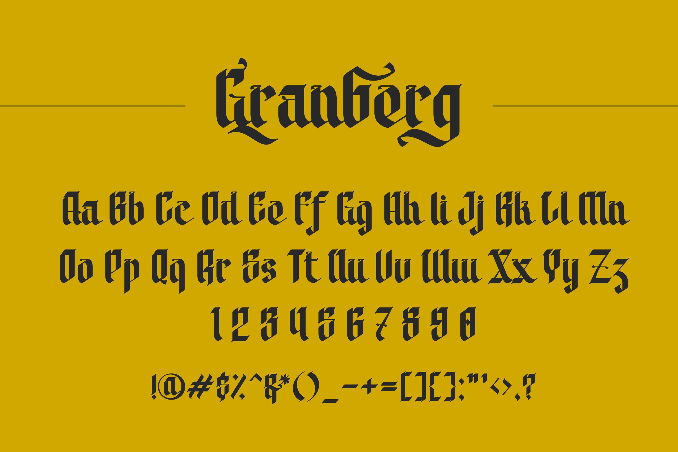 granberg blackletter font characters 258