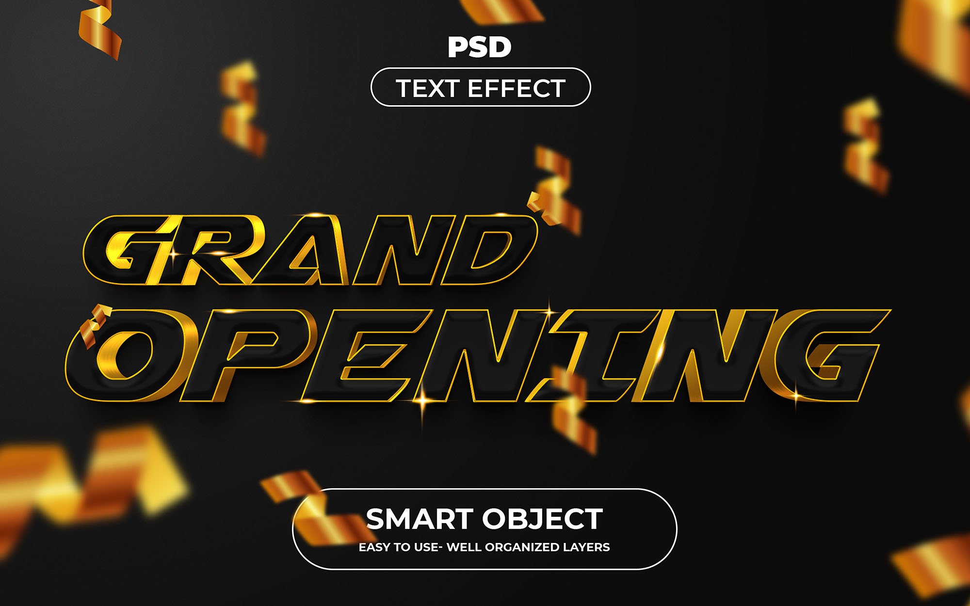 Grand Opening 3D Editable psd Textcover image.