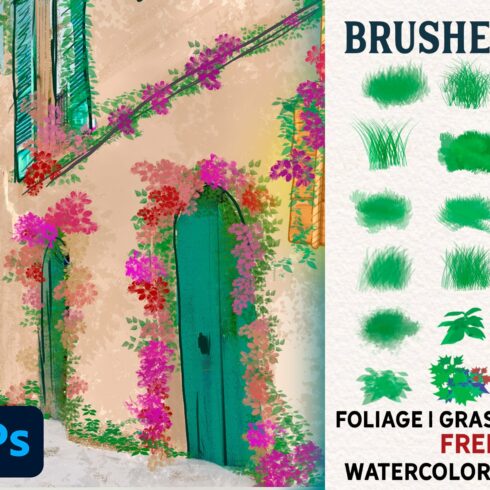 Foliage Grass Watercolor FREE BRUSHcover image.