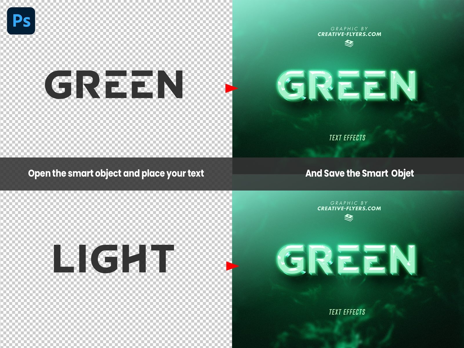 Photoshop Text Effects Green Emeraldpreview image.