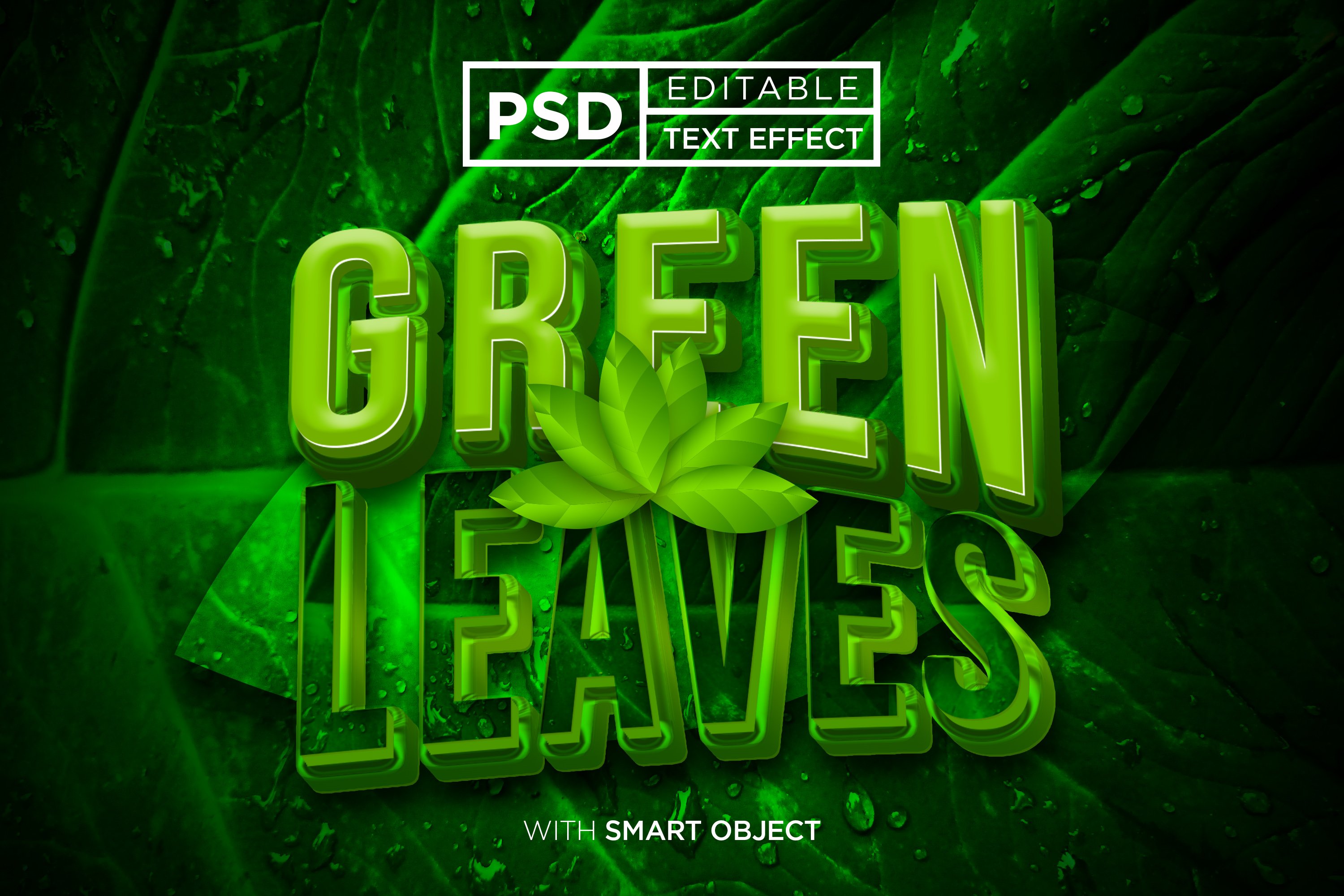 green leaves 3D text style effectcover image.