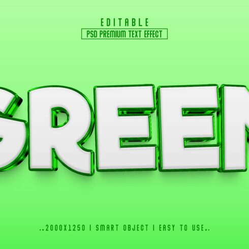Green 3D Editable Text Effect stylecover image.